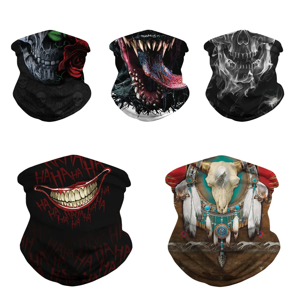 New Skull Skull Digital Print Magic Scarf Personalized Mask Quick-Dry Sweat Absorbing Outdoor Riding Protection