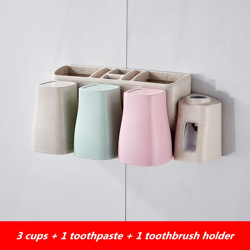 Toothpaste Toothbrush Holder Multi-functional Storage Save Space Convenient Bathroom Accessories Automatic Toothpaste Dispenser - Цвет: 3 cup set