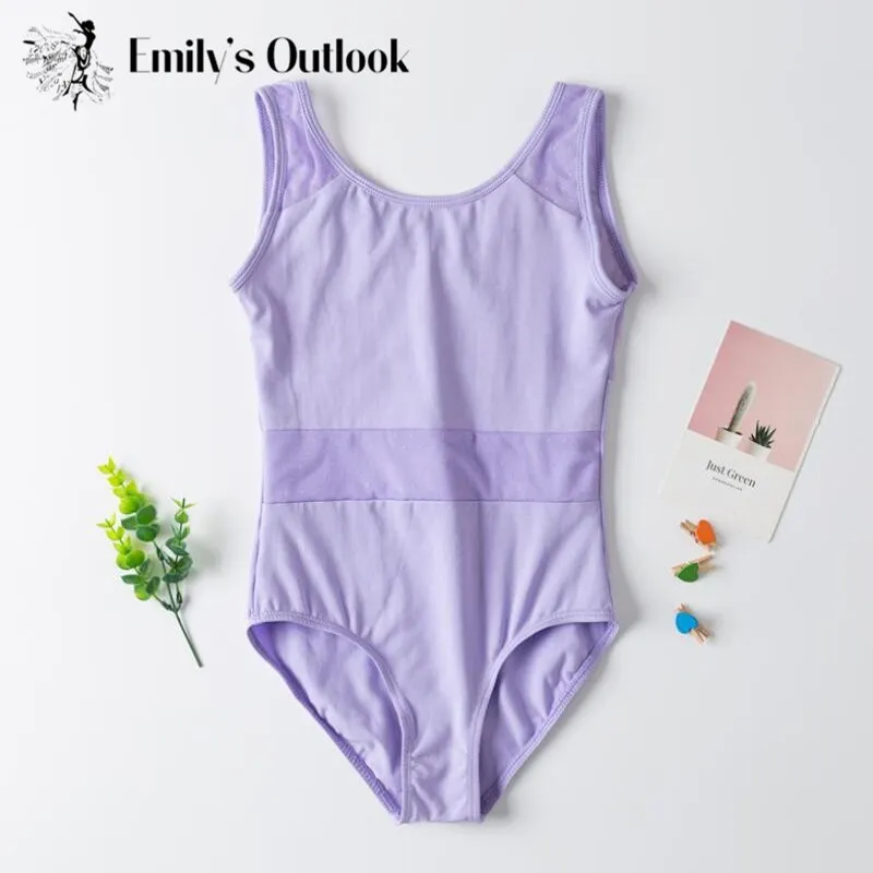 Dance Leotard Girls' Team Basic Tank Leotard Classic High-Neck Dance Leotard Children Ballet Gymnastic Mesh Athletic Dancewear Extra Big ballet leotard dance leotard girls dance costumes