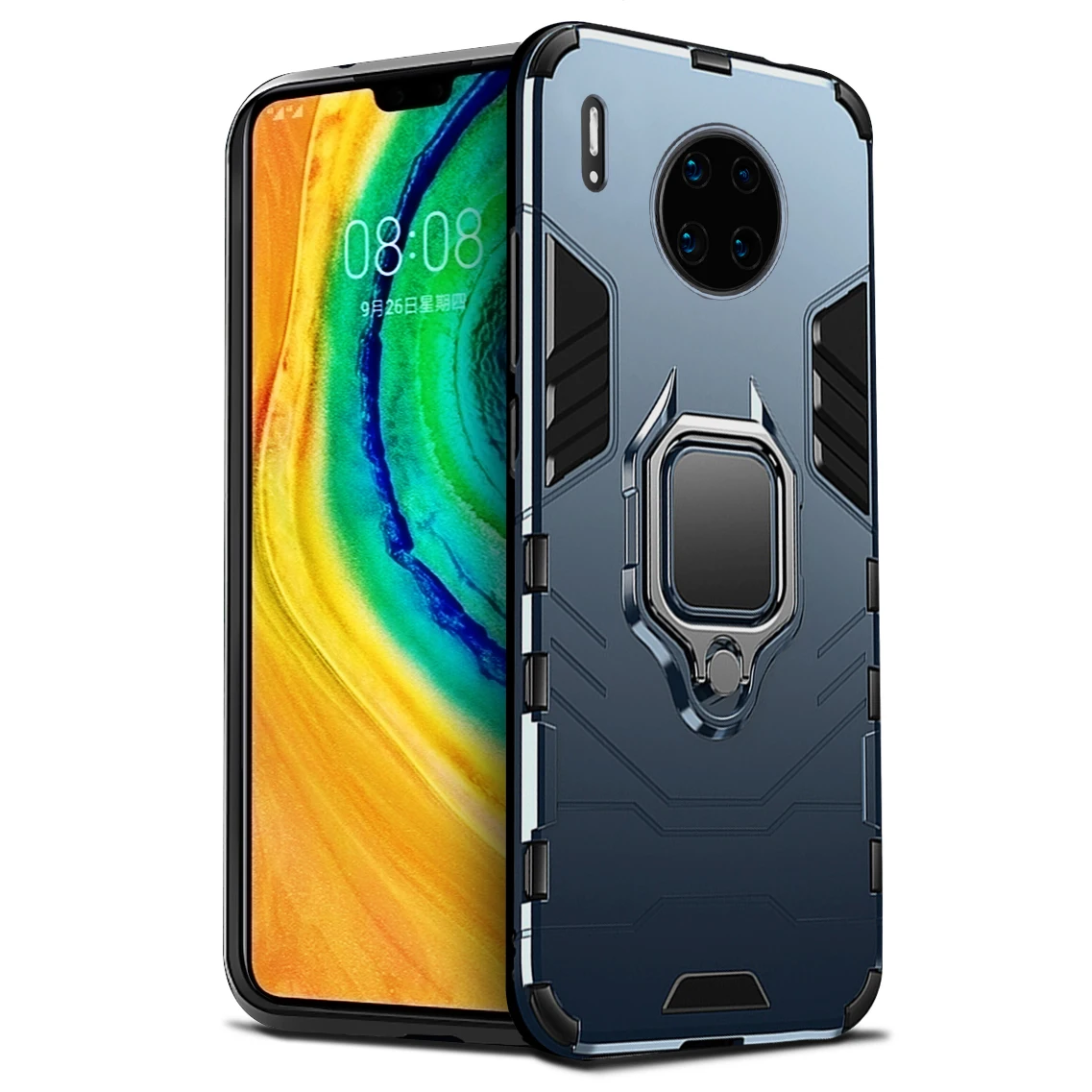 Бронированный чехол с кольцом для huawei mate 30 pro противоударный мягкий бампер