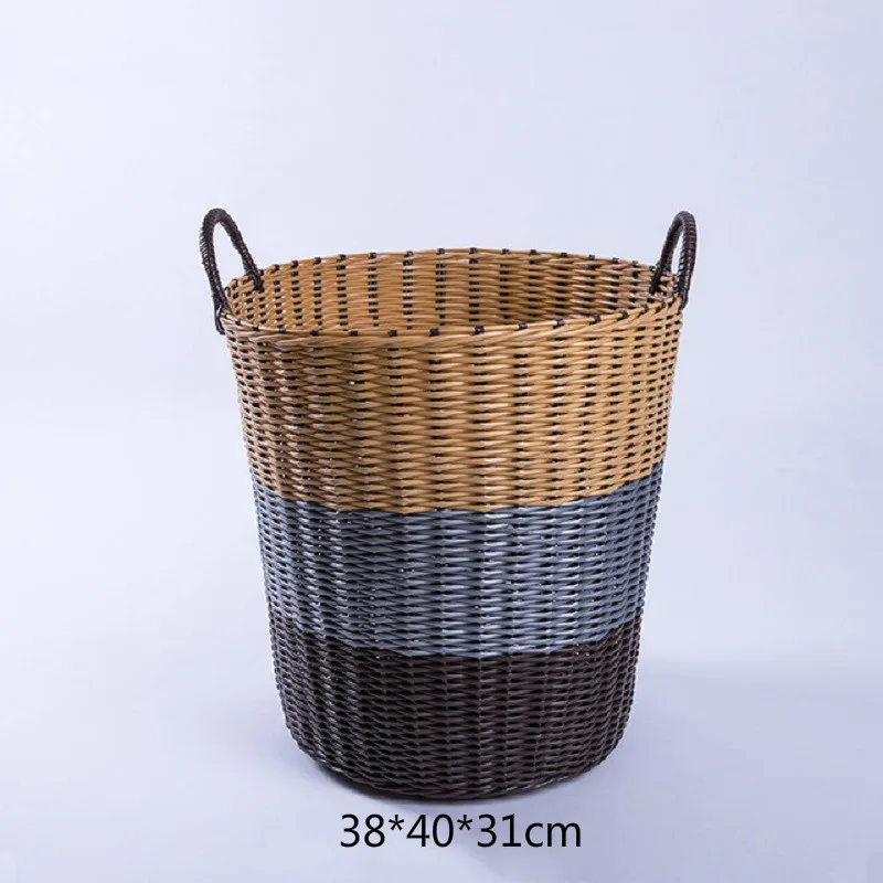 Plastic Rattan Laundry Storage Basket Kids Toy Organizer Multipurpose Dirty Clothes Basket Home Bathroom Sundries Storage Barrel - Цвет: 2-M