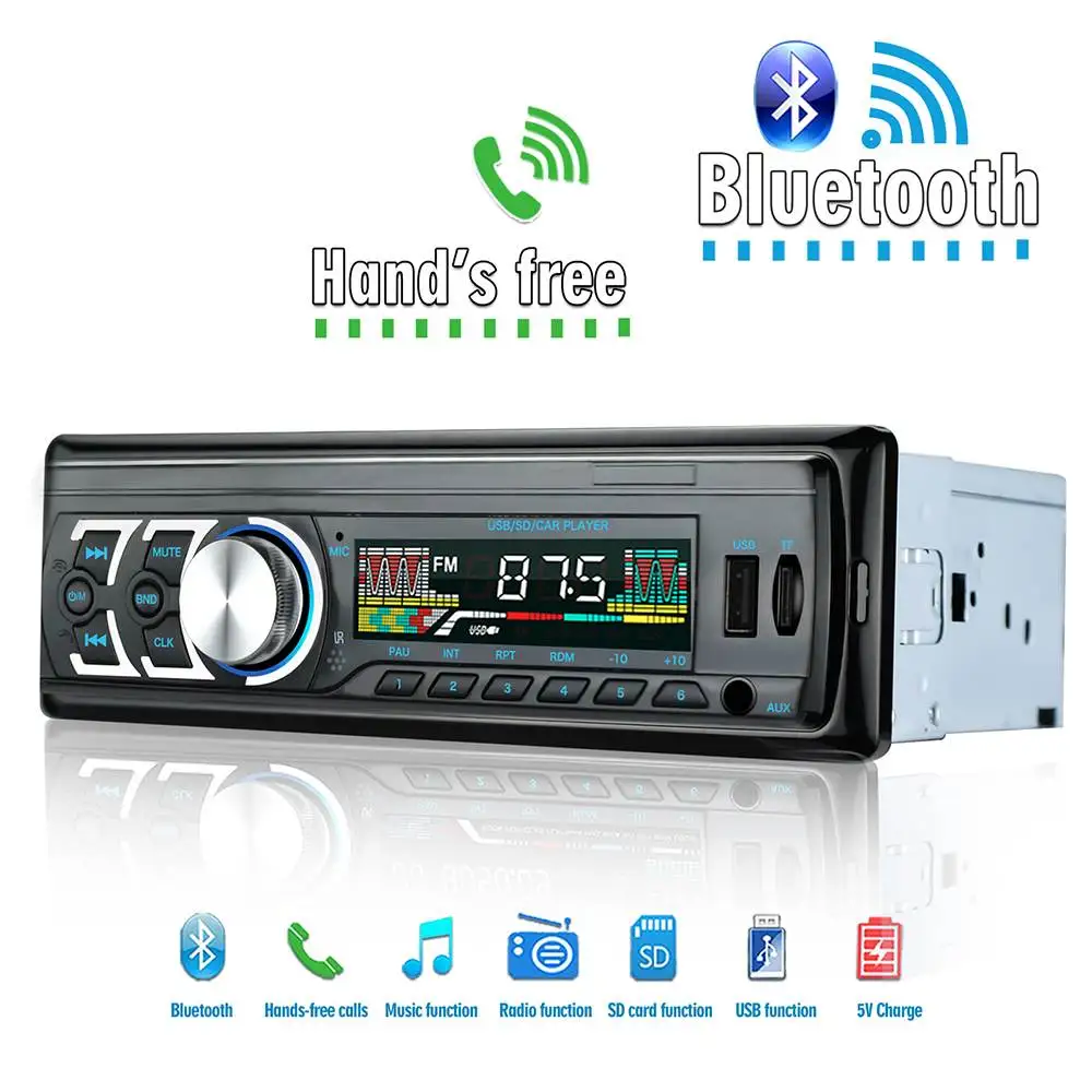 1 din Авторадио автомобильное радио 12 в bluetooth автомобильное радио стерео FM Aux вход приемник Поддержка карт памяти SD через usb MP3 MMC WMA мультимедийный плеер