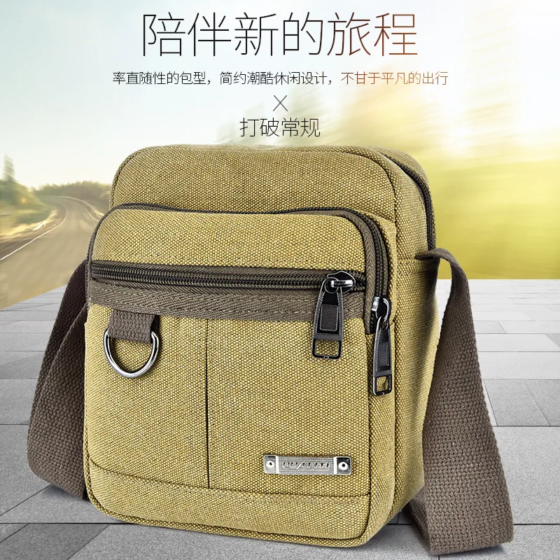 

Fashion New Style Casual Canvas Crossbody Bag for Both Men And Women Solid Color Mobile Phone Bag Outdoor chu xing bao