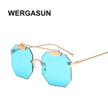 

WERGASUN 2020 Luxury Brand Designer Square Sunglasses Men Women Metal Frame Glasses Mens UV400 Male Celebrity