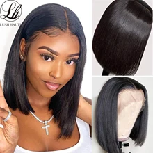 

Synthetic Short Straight Bob Lace Front Wig Natural Hair With Baby Heat Resistant Fiber Middle Part Lace Wig For Black Women