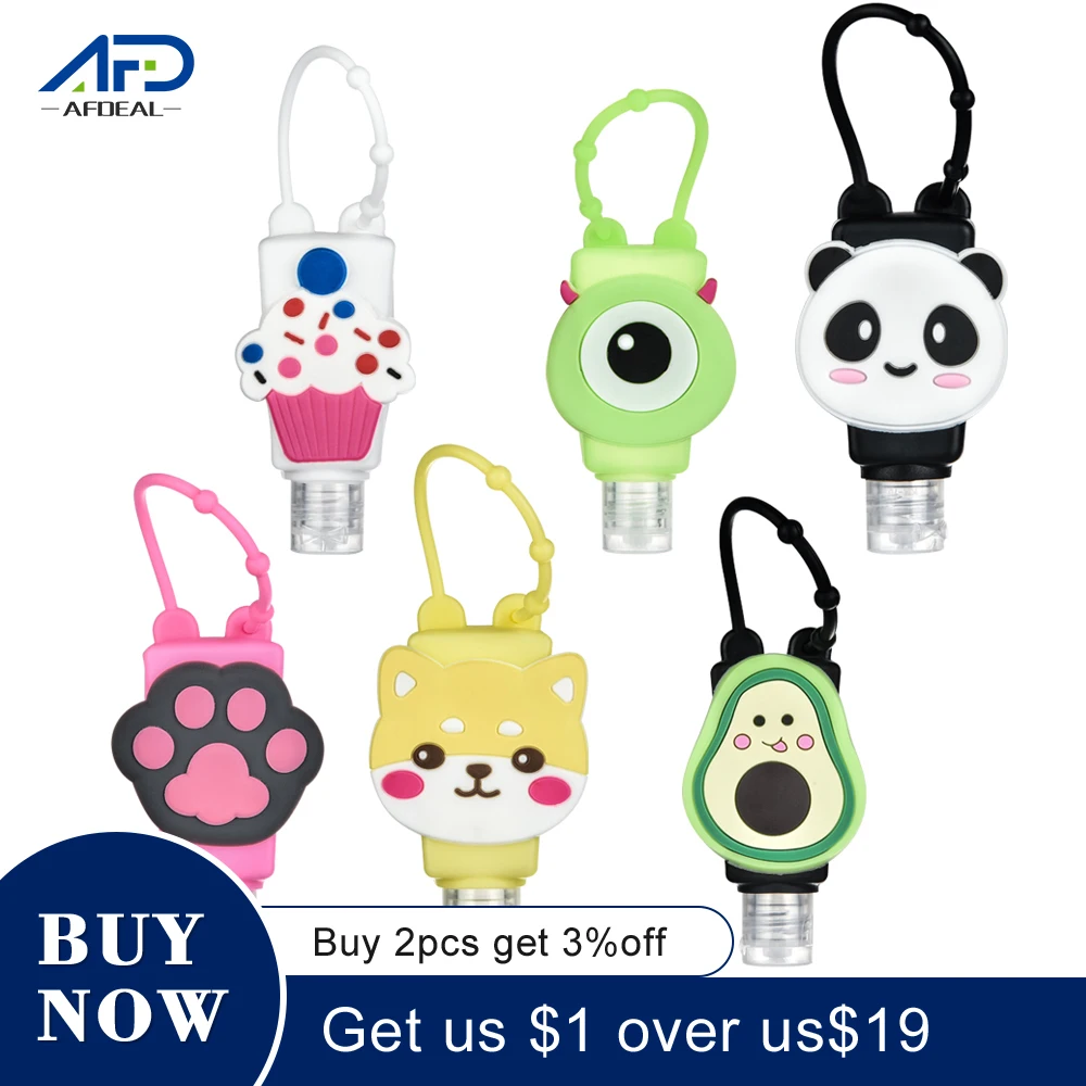 6 unids/set de dibujos animados lindo Mini desinfectante de manos Split botellas desmontable portátil cubierta de silicona ducha de baño Gel de manos titular
