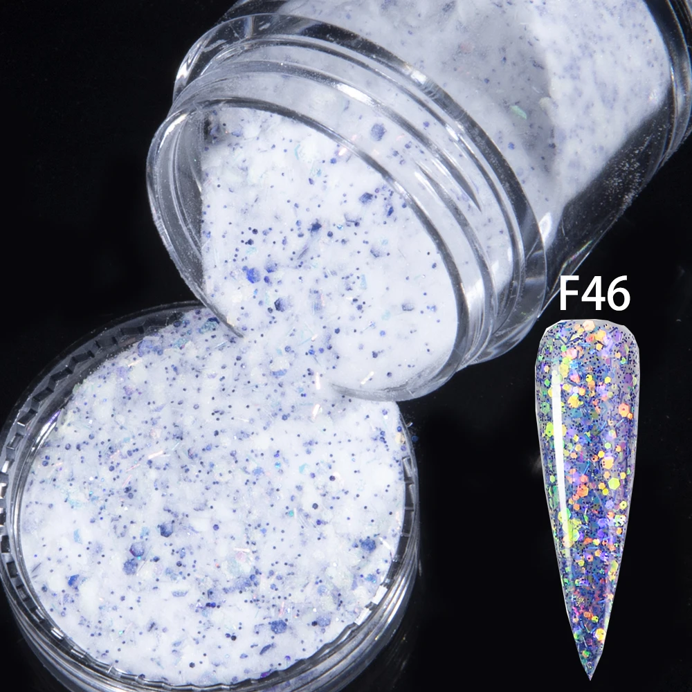 LOVCARRIE Acrylic Powder Professional Nail System Dust Gold Silver Purple Mix Glitter Acrylics Powder 10ML Nail Extension Design 4