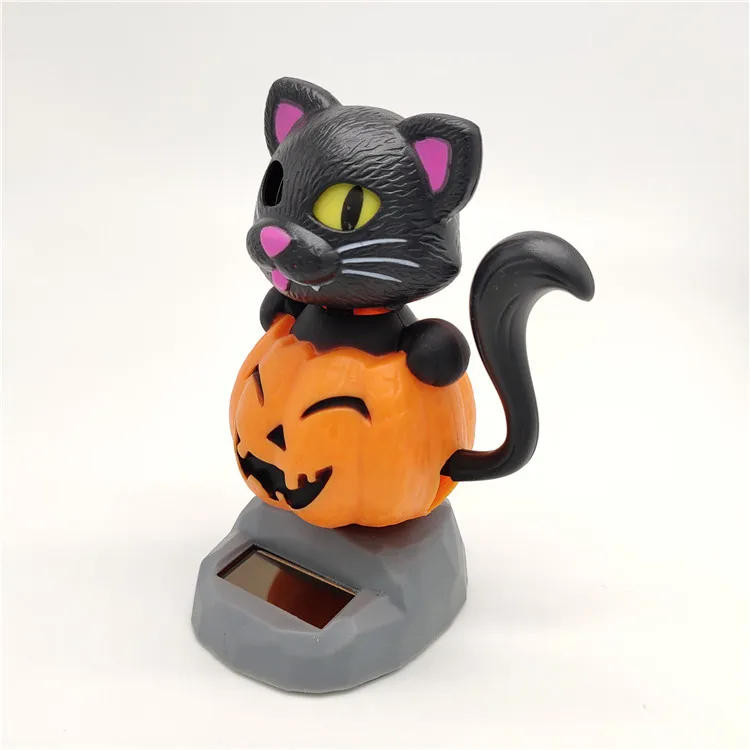 Cross Border Solar Creative Sway Pumpkin Cat Bobble Head Doll Car Decoration Cartoon Decoration Gift CHILDREN'S Toy
