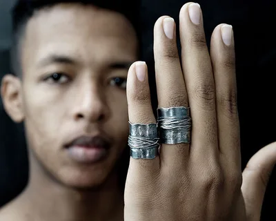 Stainless Steel Viking Simple Ring vintage Hammer retro punk Classic Ring Male finger Love Jewelry for man Gift Wholesale OSR514 - Image 4