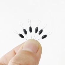 

60Pcs/10 Group High Quality Rubber Space Beans Sea Carp Fly Fishing Black Rubber Oval Stopper Fishing Bobber Float Bean