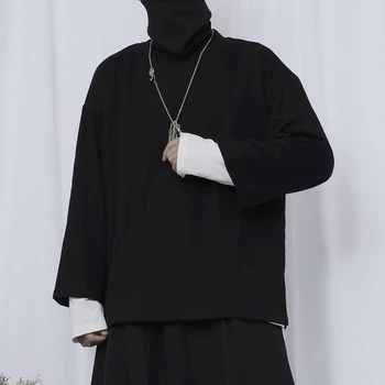 

New hip-hop tide sweater coat men tide simple loose pullover sweater fashion turtleneck hoodies costumes