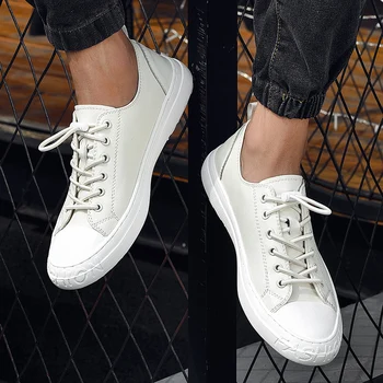

2019 Autumn New Men's Quality Leather Casual Shoes Fashion Sneakers Men Breathable Non-slip Rubber Flats Male Shoes Adult