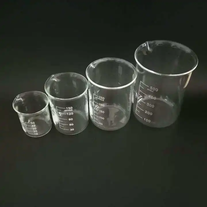 4 шт./компл. 50/150/250/500 мл стеклянный стакан для лабораторных тестов, мерная чашка объемная стеклянная посуда для лабораторных экспериментов