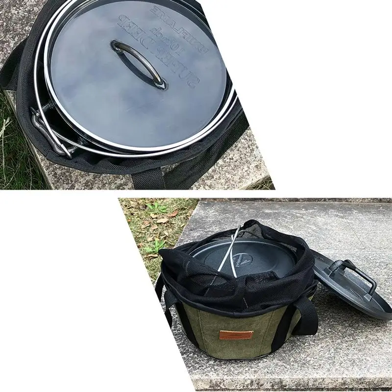 1Pc Camping Barbecue Storage Bags Dutch Oven Canvas Storage Pouch Cooking Utensils Organizer Hand Bag