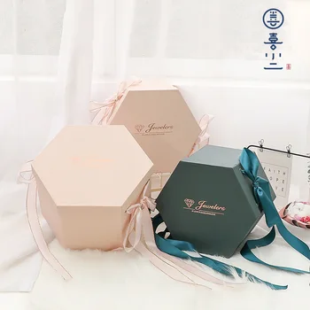 

Hexagon Scrub Creative Gift Box Flower Box Flower Box Bouquet Flower Shop Gift Box Valentine Rose Box Wedding Party Decoration