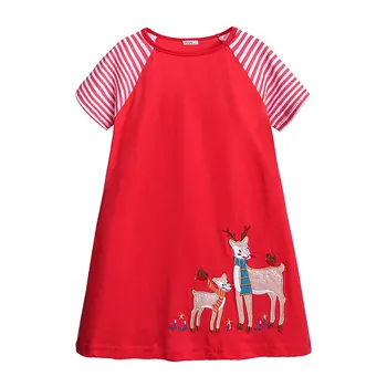 

Cartoon Girls Summer Dress Animal Pattern Kids Girl Dress Cotton Short Sleeve Princess Dress Children Costume for Kids Clothes