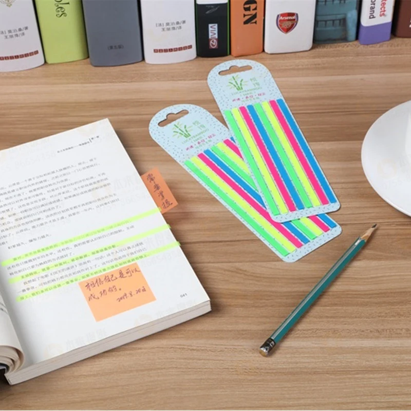 160 Pieces Colorful Transparent Fluorescent Index Labels Logo Sticky Notes Stationery School Office Supplies Marker Sticky Notes