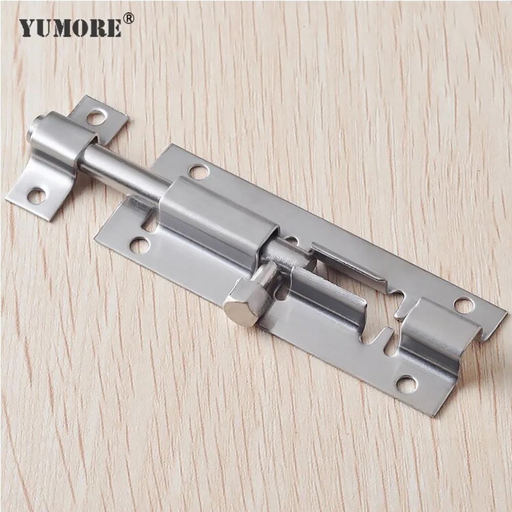 

YUMORE 5pcs 3-10 inches Stainless Steel Door Bolts Latch Bolt Latch Hasp Staple Gate Safety Lock Door Buckle Toilet Hardware