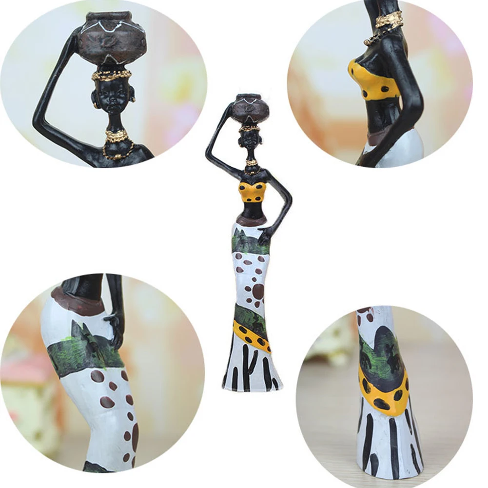 

3 Pcs Decor Handmade Home Display Table Resin Sculptures Craft Exquisite Exotic African Lady Statue Gift Figurine