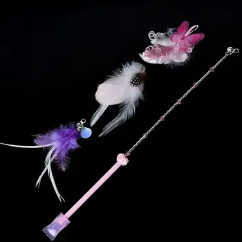 

pet toy, telescopic cat toy, teaser for wand, interactive toys with feather replacement heads