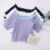 HELIAR Women T-shirts Off Shoulder Knitting Crop Tops Women Short Sleeve Stretchy Ruffles Hem T-shirts Stripes Tops For Women