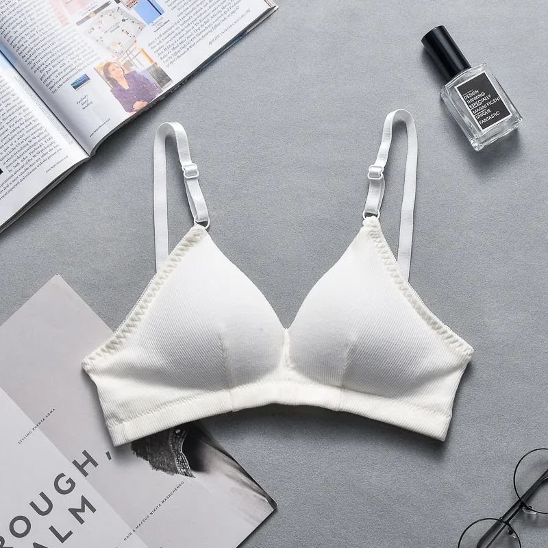 new triangle cup no steel ring bra girl sexy deep V thread cotton Bikini wrapped bra suspender bandeau bra