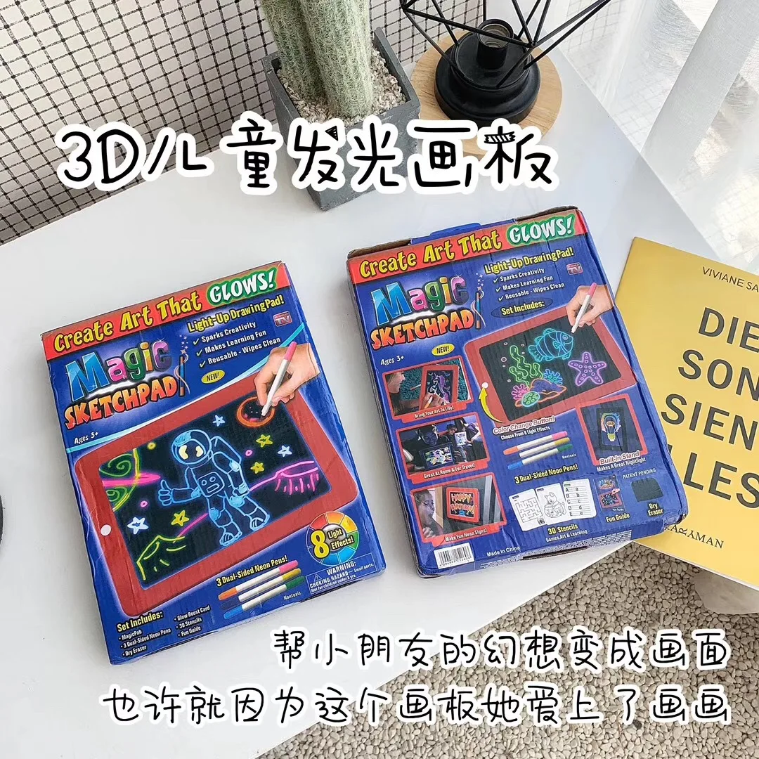 Online 3D Magische pade Wiederverwendung Schaffen Kunst, Dass Glüht Magie Bord Kinder Schreibtafel Zwischenablage Geschenk Antwort Kreative Spielzeug