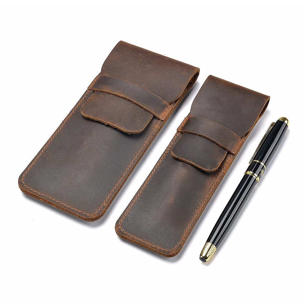 

Handmade Genuine Leather Pen Bag Cowhide Pencil Bag Vintage Retro Style Accessories For Travel Journal Free Shipping