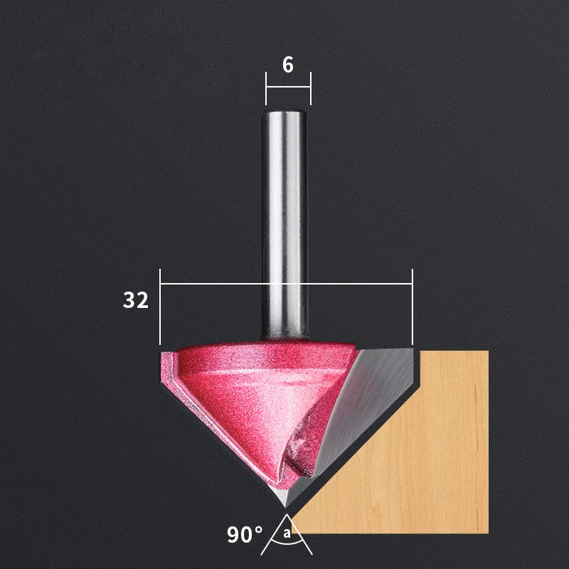 6 мм shank-1pcs, твердосплавный деревообрабатывающий фрезерный станок с ЧПУ, 3D V бит, 60 90 120 150 градусов деревообрабатывающий фрезерный станок, обрезка - Длина режущей кромки: V63290