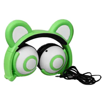 

Cute Bear Ears Headset Adjustable Head-mounted LED Light Music Headphones