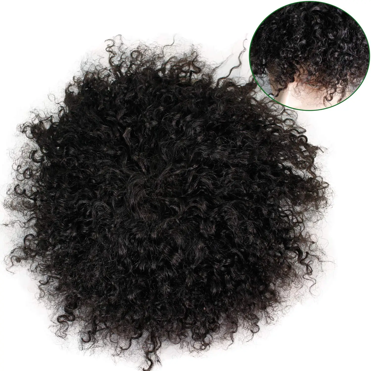 Kinky Curly Men's Toupee for Black Man 100%Human Hair Mono Lace Replacement African American Wig 10x8inch 1B black Remy Hair
