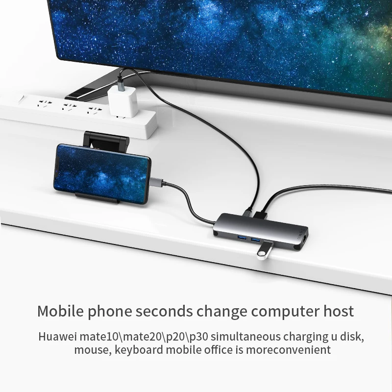 Концентратор Type C USB 3 0 с HDMI RJ45 PD Charge SD TF Card Reader концентратор разъемом типа для Macbook