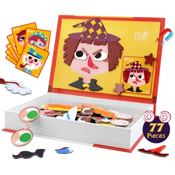 

TOI magnetic puzzle magnetic book change shape character face refrigerator paste children's creative imagination puzzle toys.