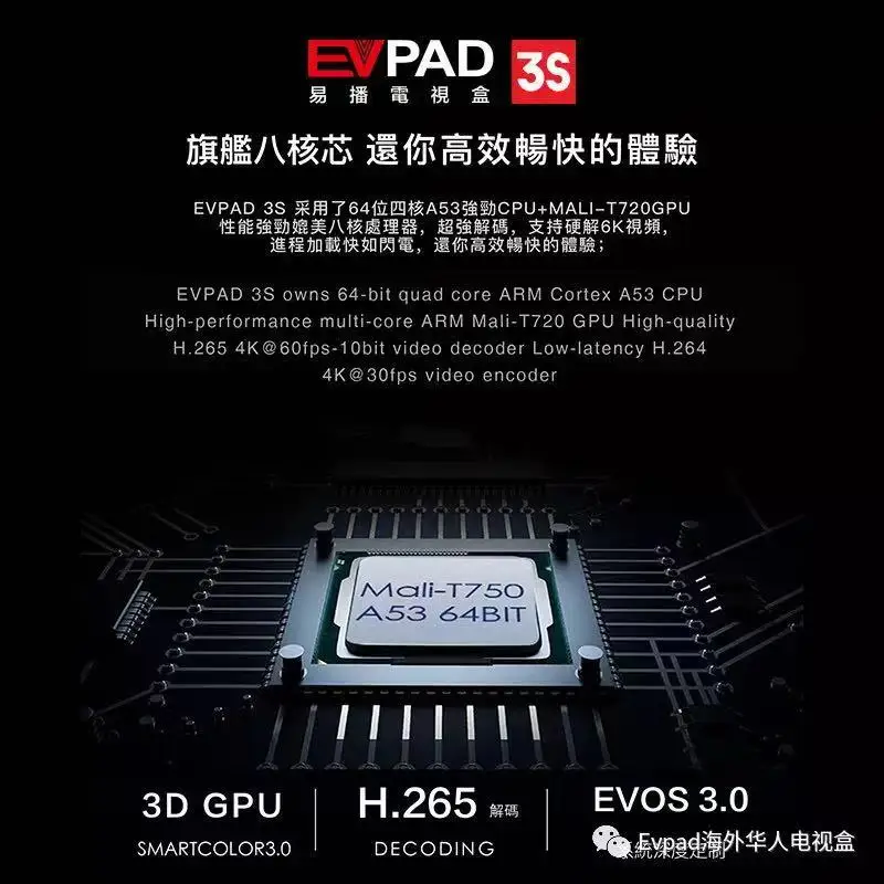 IP tv EVPAD 3S 8GB 4K Smart Android tv Box Испания Корейский Японский Сингапур Малайзия Тайвань Таиланд Вьетнам Спорт ТВ канал