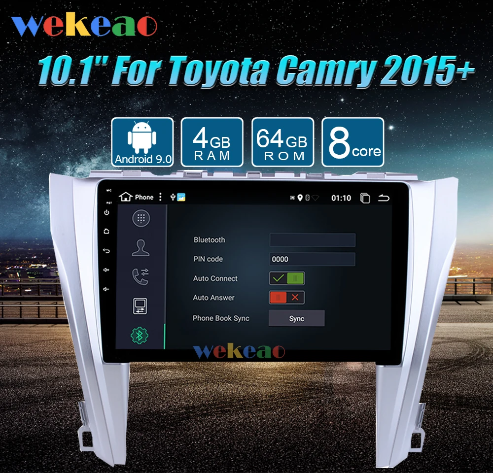 Wekeao сенсорный экран 10,1 ''Android 9,0 автомобильный Dvd мультимедийный плеер для Toyota Camry автомобильный Радио gps навигация