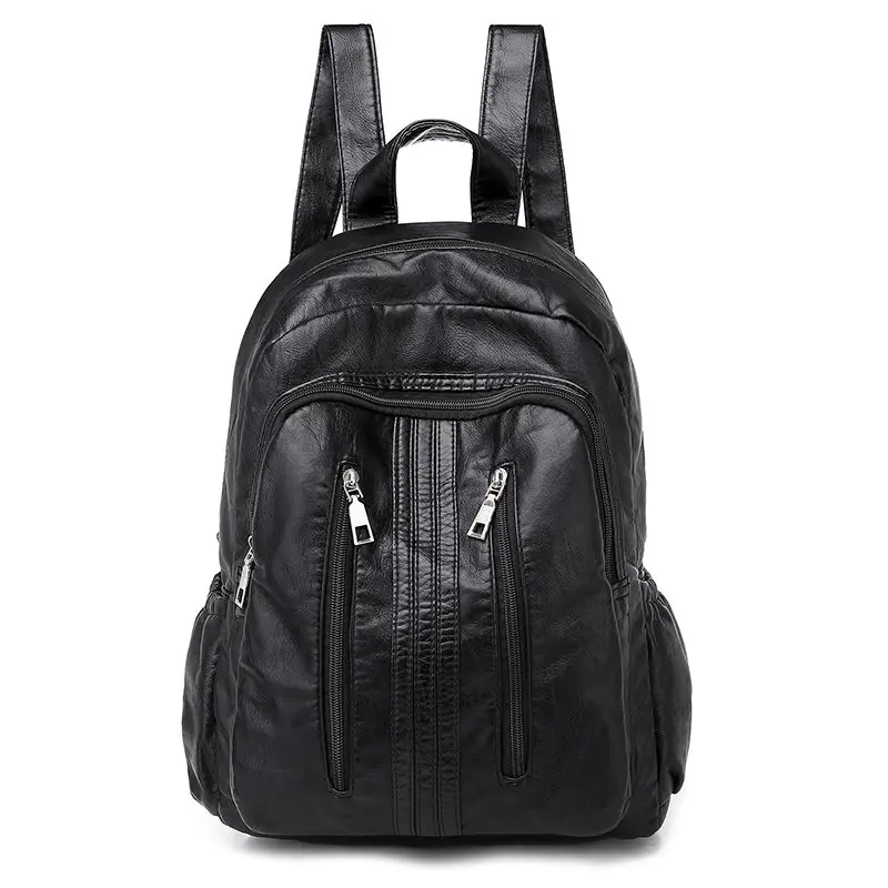 Черный мягкий рюкзак из мягкой кожи, высокое качество, Повседневная сумка, женская сумка, сумка для путешествий - Цвет: Style 2