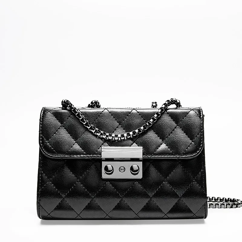SXCNN 2019new модная женская сумка через плечо Маленькая воловья сумка через плечо для женщин высокое качество цепи женские мягкие сумки-мессенджеры - Цвет: black