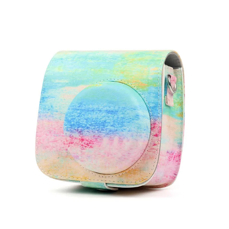 Rainbow Дополнительная винтажная сумка для хранения камеры из искусственной кожи, чехол с плечевым ремнем для Fujifilm Instax Mini 8/8+ 9 чехол для фотопленки - Цвет: Rainbow