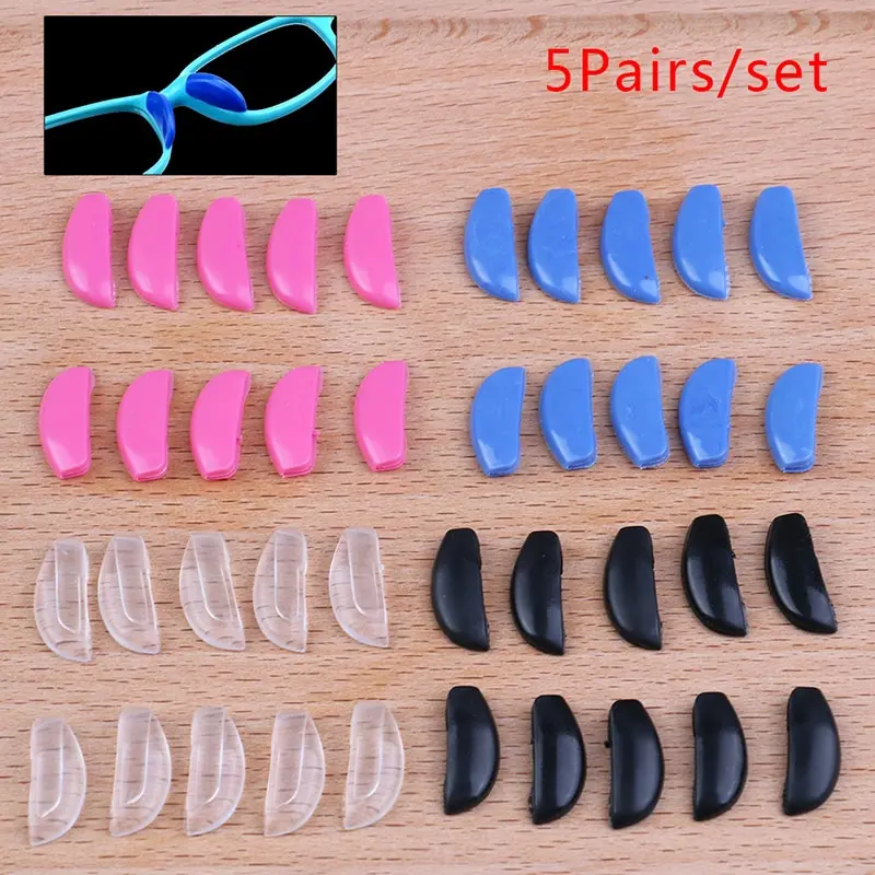 New Arrival 5 Pairs/set  Anti-slip Silicone Nose Pads For Eyeglasses Glasses Frame Stick On Nose Pad Eyewear Accessories