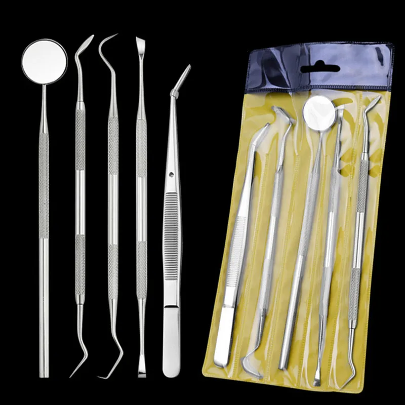 3/4/5PCS Dental Mirror Stainless Steel Tool Set Mouth Kit Instrument Pick Dentist Prepare | Красота и здоровье