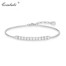 Классический CZ проложить ссылку браслет 925 пробы серебро Весенняя брендовая Модная бижутерия для женщин и девушек модный подарок браслет Thomas