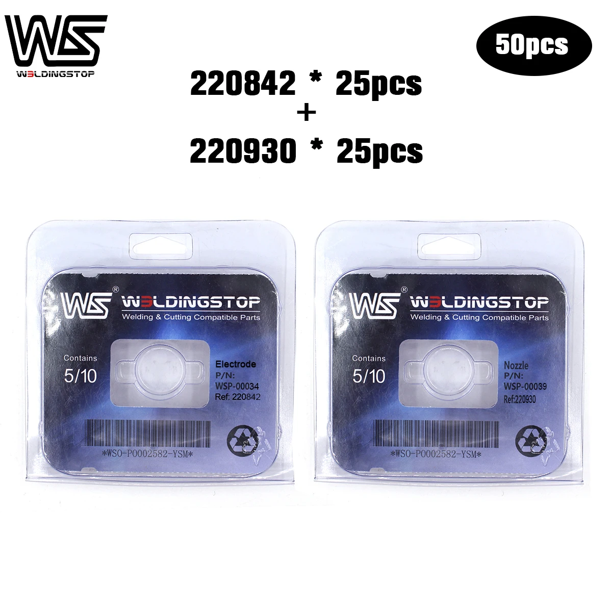 US $99.99 WS 220930 nozzle tip 25pcs 220842 electrode 25pcs plasma cutter Cutting torch consumable kits Free Shipping PKG50