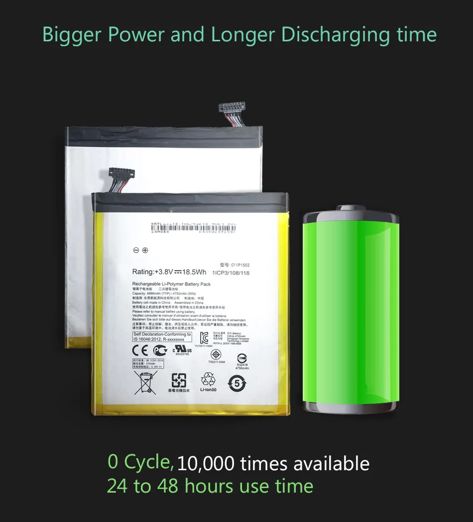 Для ASUS ZenPad 10 Z300C Z300CL Z300CG 4890mAh C11P1502 Мобильная сменная батарея для мобильного телефона полимерная литий-ионная батарея