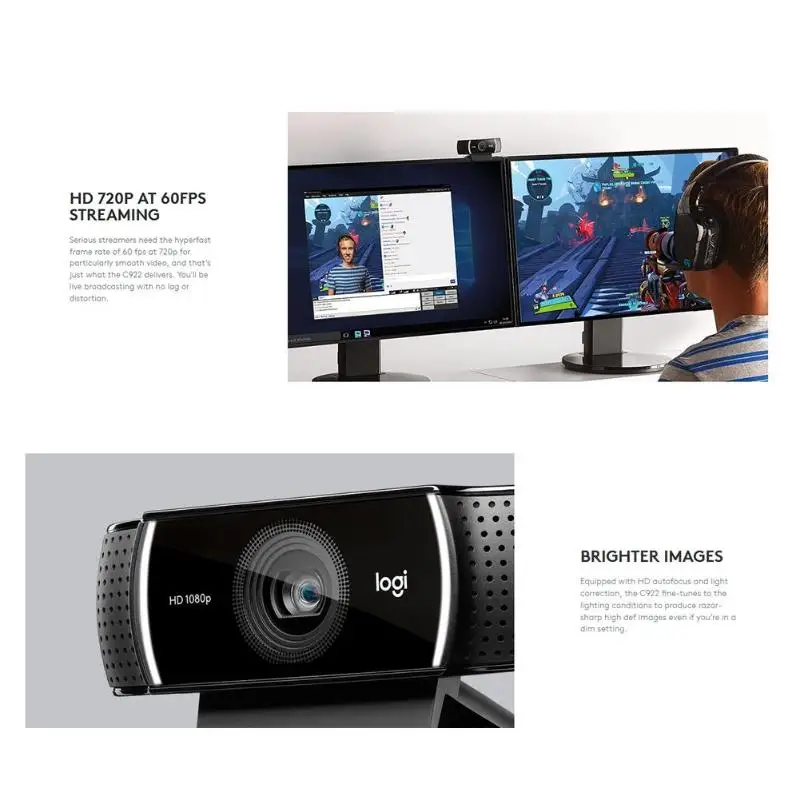 Новая веб-камера с автофокусом logitech C922 Pro 1080P 30FPS Встроенный микрофон потоковое видео веб-камера Full HD якорная камера со штативом