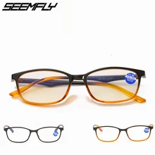 Seemfly, мужские очки для чтения, синяя пленка, 1,5, TR90, Пресбиопия, женские очки, женские, мужские, очки для дальнозоркости+ 2,0, 2,5, 3,0, очки