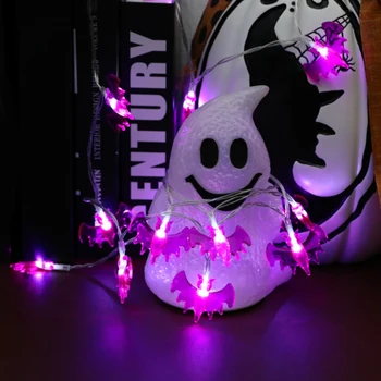 

20LED Ghost Jack-O-Lantern Bat String Lights For Halloween Party Tree Fence For Room Lighting Garden Halloween Party Decor