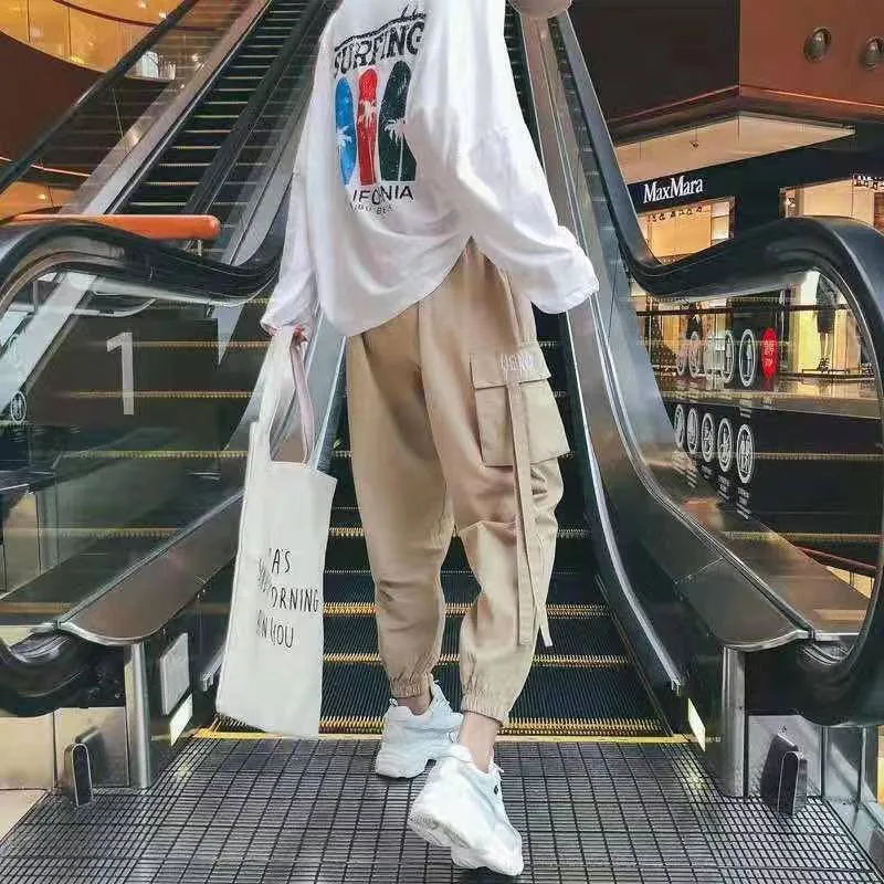 Женские брюки-карго, классические, 2XL, свободные, эластичные, с высокой талией, женские брюки, по щиколотку, подходят ко всему, шикарные, повседневные, модные, Harajuku