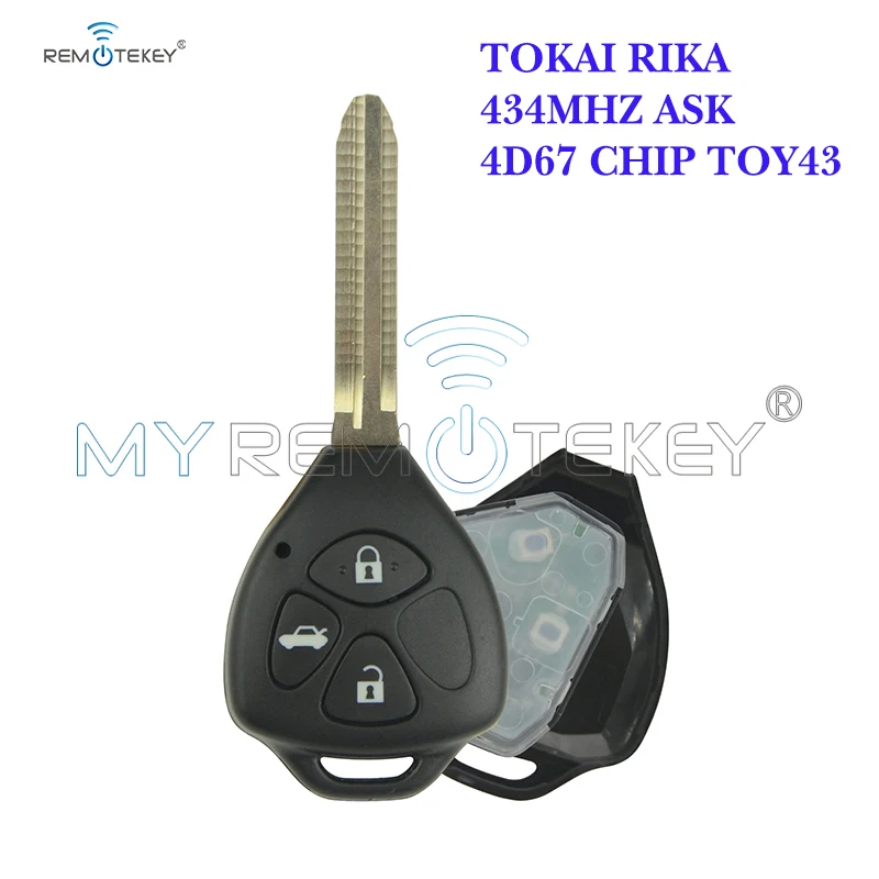 Remtekey Remote Key 3 Button Toy43 blade 434Mhz With 4D67 Chip For Toyota Corolla Camry 2007 2008 2009