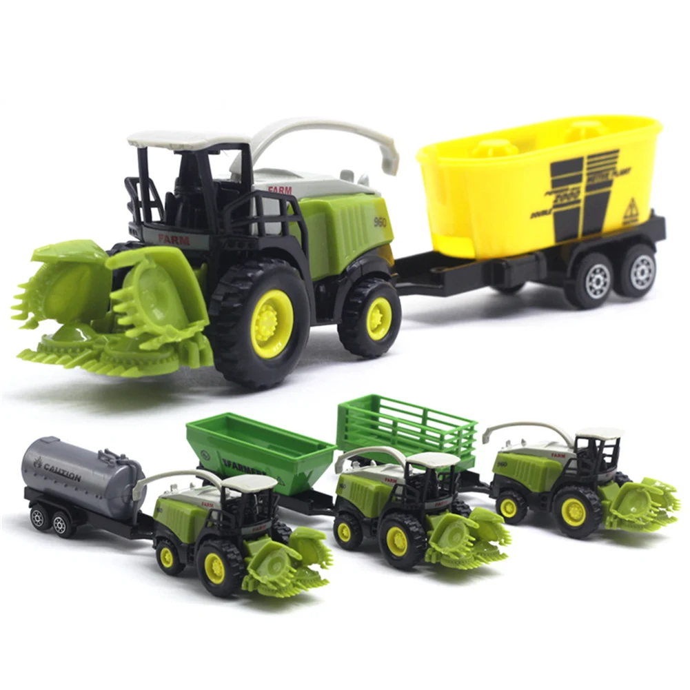1/55 Diecast Farm Truck Tractor Friction Car Model Kids Educational Toy Gift crop Cutter Power Plant for Children Birthday