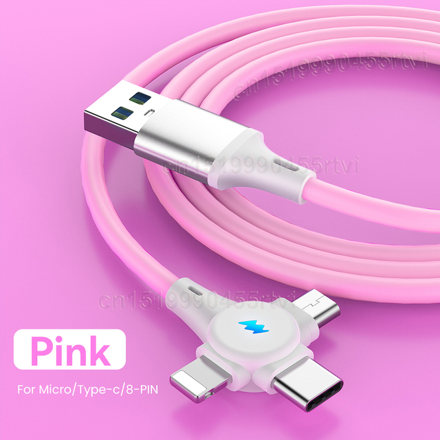 Fast Charging USB Cable 6A 66W for Huawei Mate 40 Pro 5A Micro USB Type c 3in1 USB Charger Data Cable for iPhone 13 12 1/2M